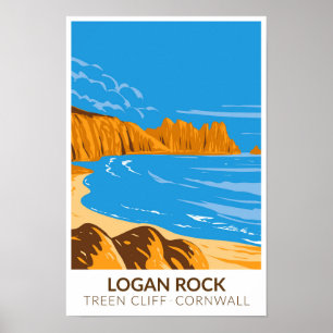 Poster Logan Rock sur la falaise de Treen en Cornouailles