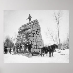 Poster Loggers At Work, 1890. Photo vintage