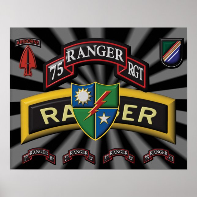 Poster Logo amélioré du 75e régiment de Rangers (Devant)