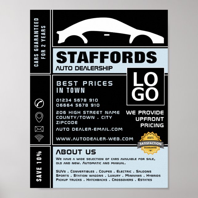 Poster Logo automobile, concessionnaire automobile public (Devant)