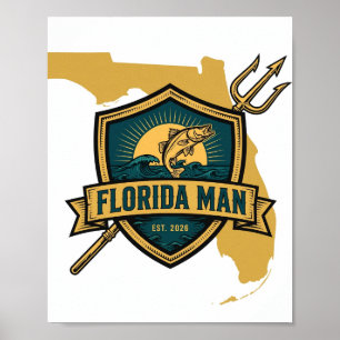 Poster Logo Badge Florida Man Marque d'affiche de pêche