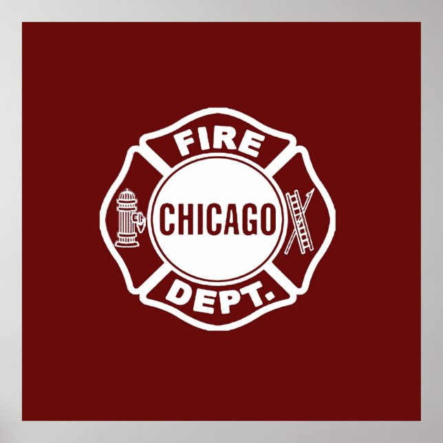 Poster Logo blanc du service incendie de Chicago (Devant)