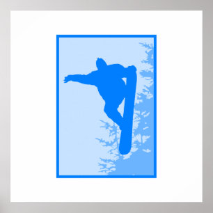 Poster Logo bleu de surf des neiges