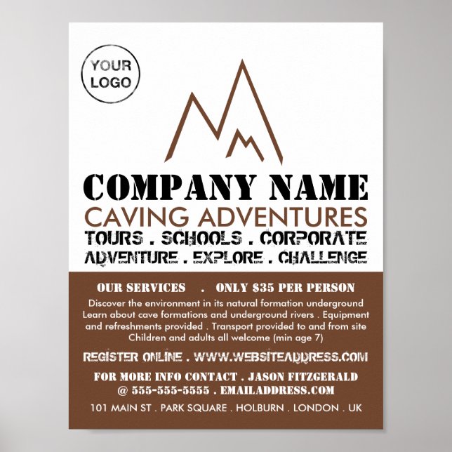 Poster Logo Brown Mountain, Annonce d'aventure de spéléol (Devant)