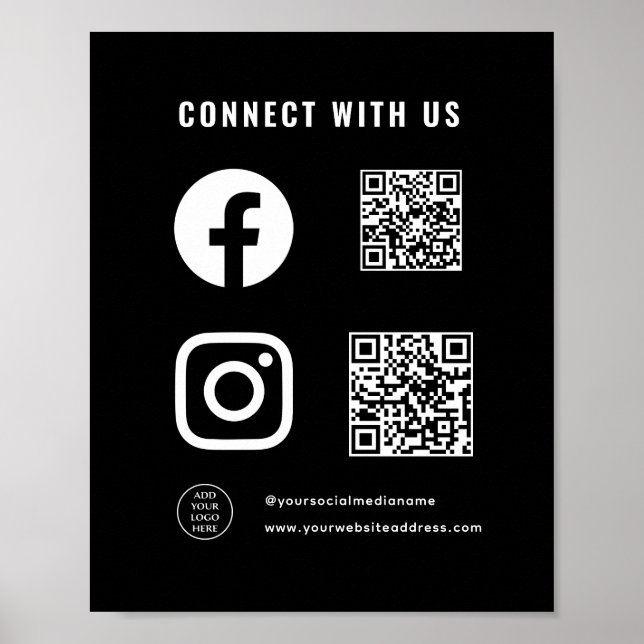 Poster Logo Code QR Ici Suivez Scanner Connectez-vous ave (Devant)
