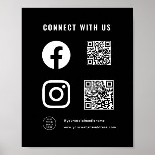 Poster Logo Code QR Ici Suivez Scannez Connectez-vous Ave