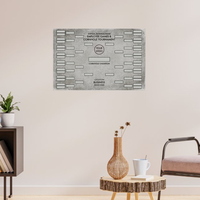 Poster Logo d'autobus Gris Grunge Cornhole Note de tourno (Salon 3)