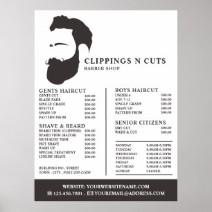 Poster Logo de barbe, Liste de prix des barbiers pour hom