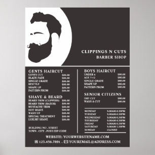 Poster Logo de barbe, Liste des prix des barbiers hommes