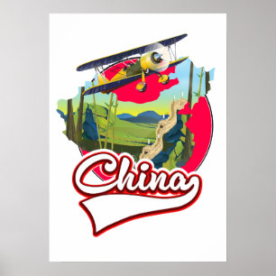 Poster logo de carte de voyage en Chine