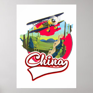 Poster logo de carte de voyage en Chine