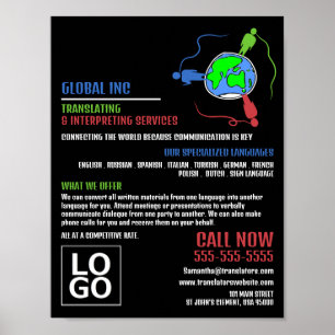 Poster Logo de communication, traducteur et interprète