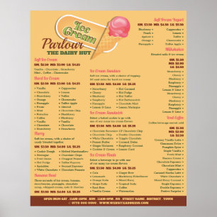 Poster Logo de crème glacée, Menu de salon de crème glacé
