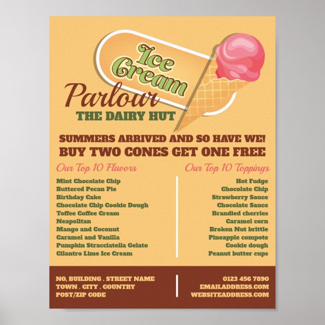 Poster Logo de crème glacée, Parlante de crème glacée Pub (Devant)
