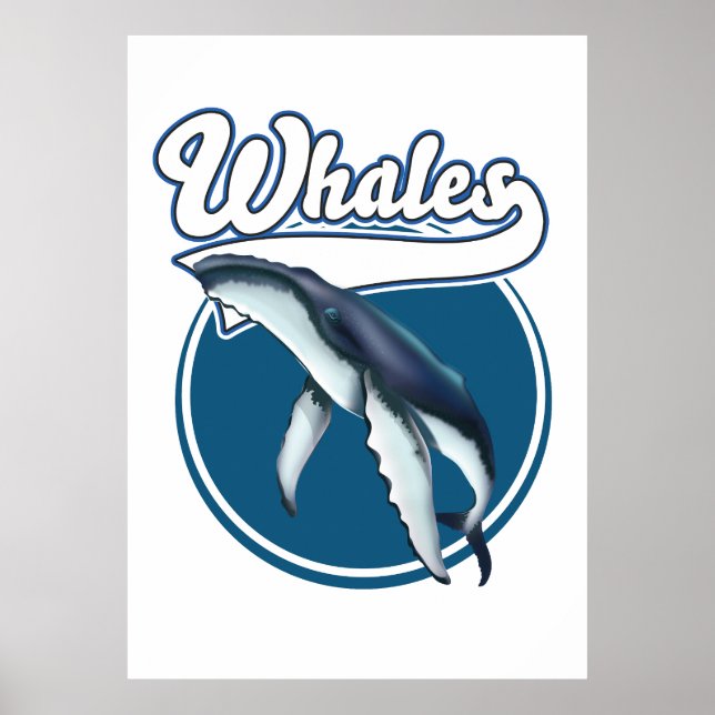Poster logo de dessin animé sur la baleine (Devant)