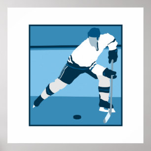 Poster Logo de hockey bleu glace