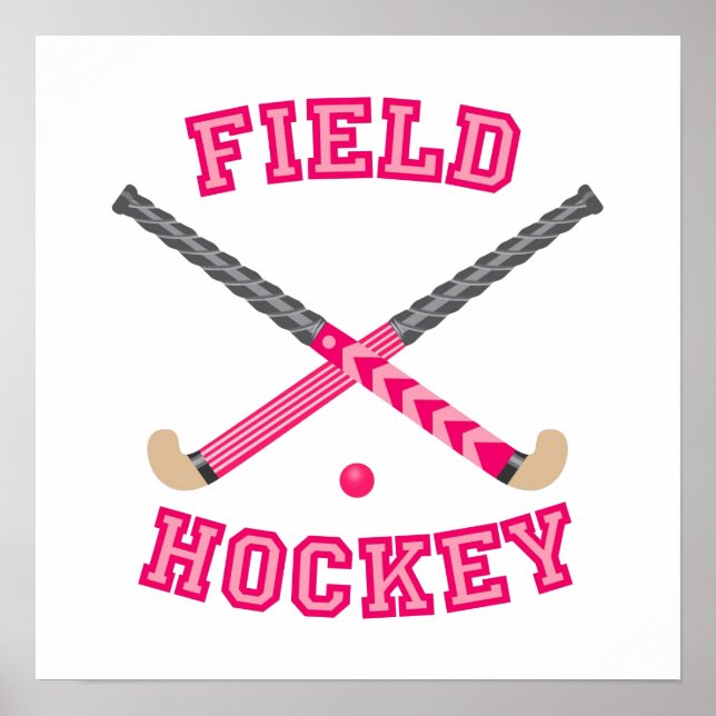 Poster Logo de hockey sur gazon rose (Devant)