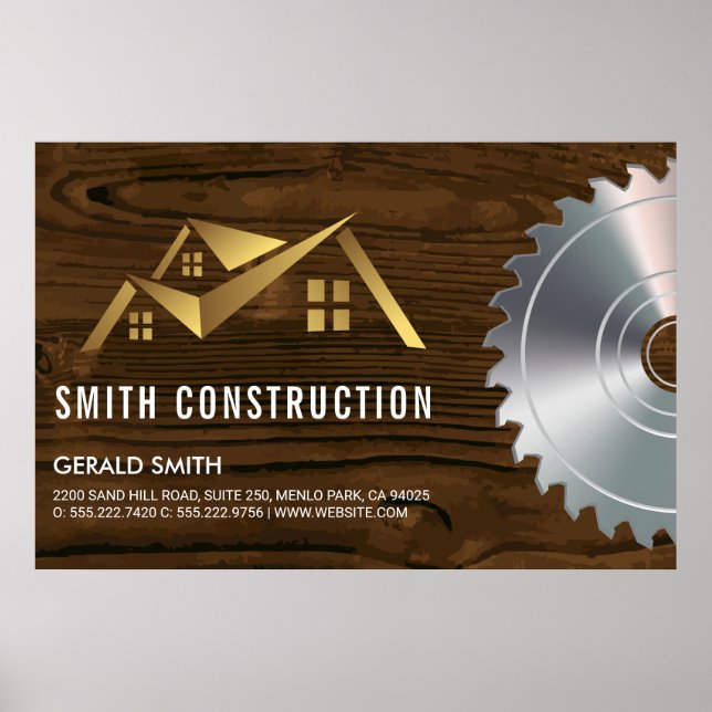 Poster Logo de la maison | Bois et scie (Devant)