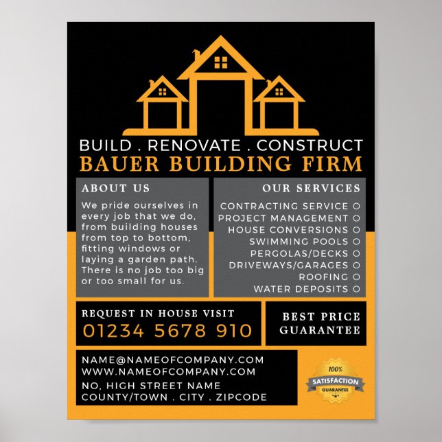 Poster Logo de la maison, Constructeurs, Publicité (Devant)