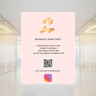 Poster Logo de l'entreprise code qr instagram blush or ro