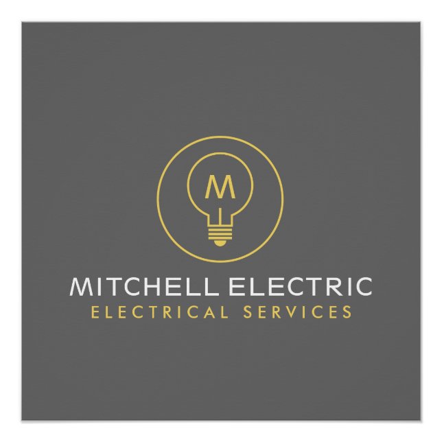 POSTER LOGO DE MONOGRAMME DE BULLES LUMINEUSES POUR ÉLECT (Devant)