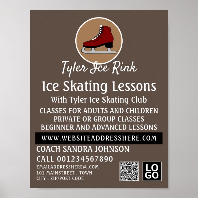 Poster Logo de patinage sur glace, leçons de patinage sur (Devant)