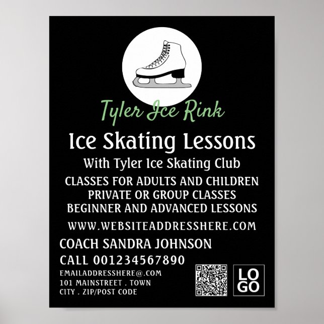 Poster Logo de patinage sur glace, leçons de patinage sur (Devant)