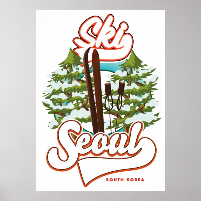 Poster Logo de Ski de Séoul Corée du Sud (Devant)