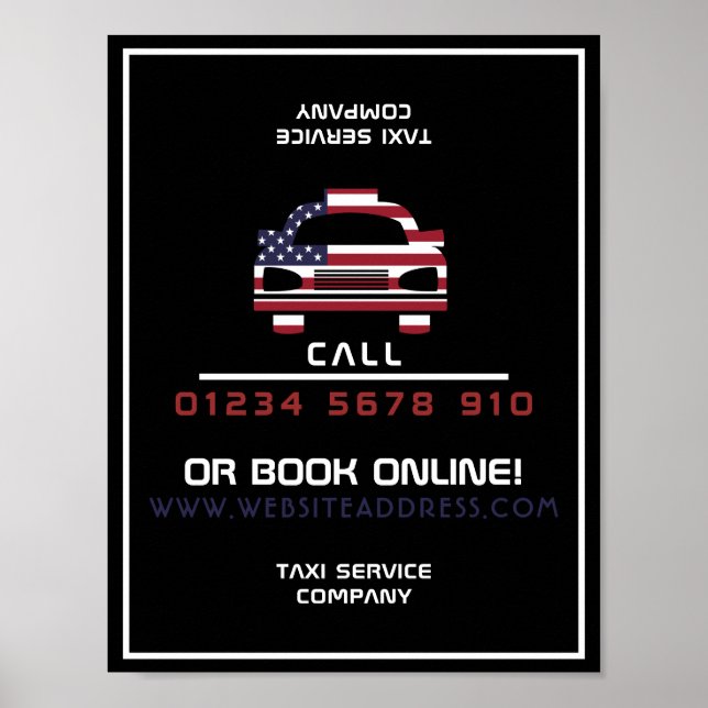Poster Logo de taxi du drapeau américain publicité (Devant)