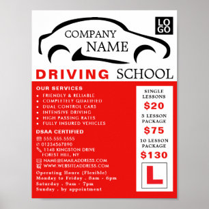 Poster Logo de voiture noire, école de conduite, Advert i