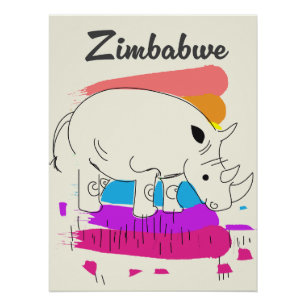 Poster Logo de voyage rétro du Zimbabwe