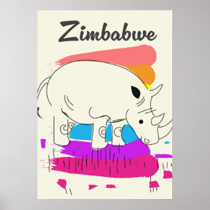 Poster Logo de voyage rétro du Zimbabwe