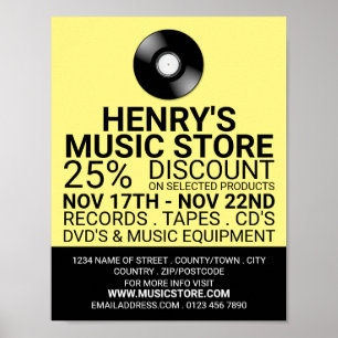 Poster Logo d'enregistrement, Boutique de musique publici