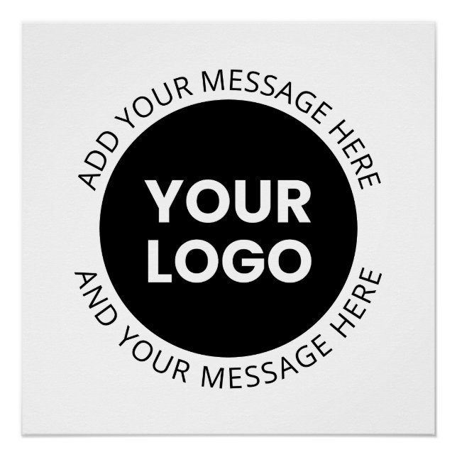 Poster Logo d'entreprise et texte modifiable blanc et noi (Devant)