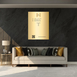 Poster Logo d'entreprise or code qr texte personnalisé