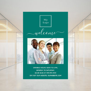 Poster logo d'entreprise photo de bienvenue heures d'ouve