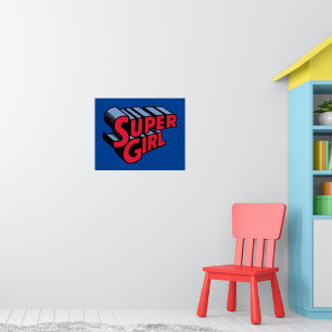 Poster Logo du nom empilé de la superfille rouge et bleue