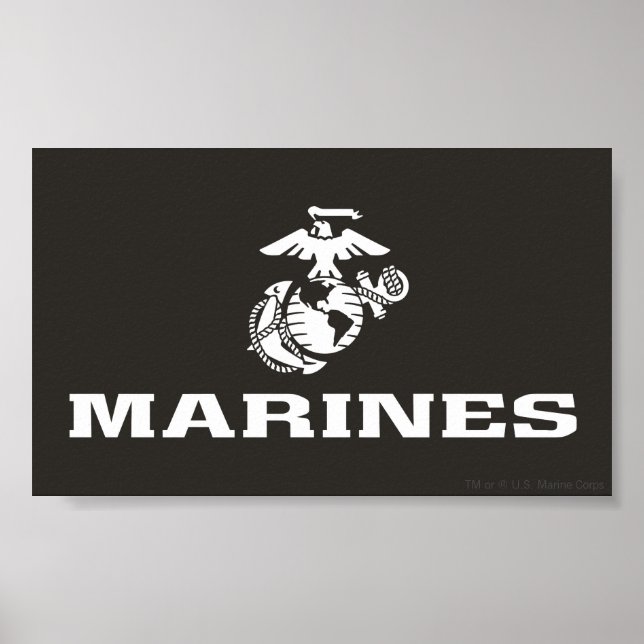 Poster Logo empilé USMC - Blanc (Devant)