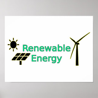 Poster Logo Énergie renouvelable Panneaux solaires Turbin