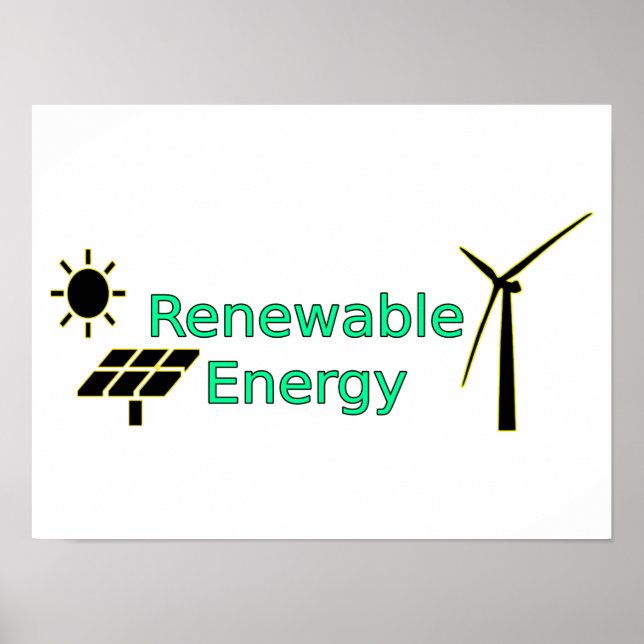 Poster Logo Énergie renouvelable Panneaux solaires Turbin (Devant)