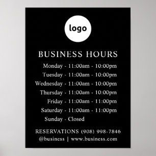 Poster LOGO et heures d'ouverture Black Symbole de l'