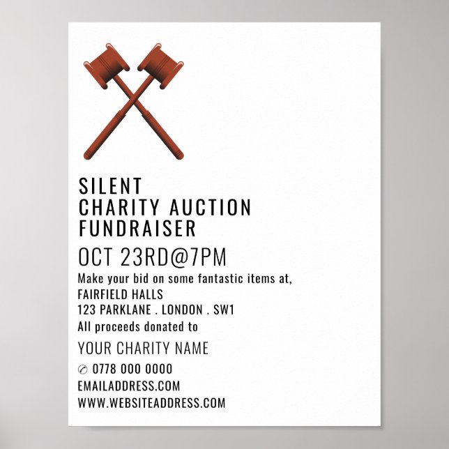 Poster Logo Gavels, Silent Charity Auction Event (Devant)