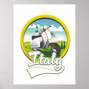 Poster Logo Italie Scooter Travel