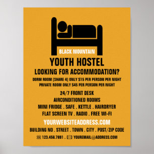 Poster Logo, Logement Auberge Publicité
