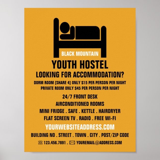 Poster Logo, Logement Auberge Publicité (Devant)