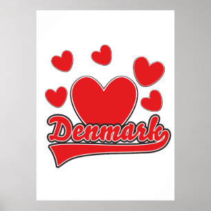 Poster Logo Love Denmark style vintage