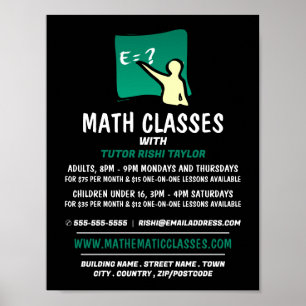 Poster Logo Mathématique, Classes Mathématiques Publicité
