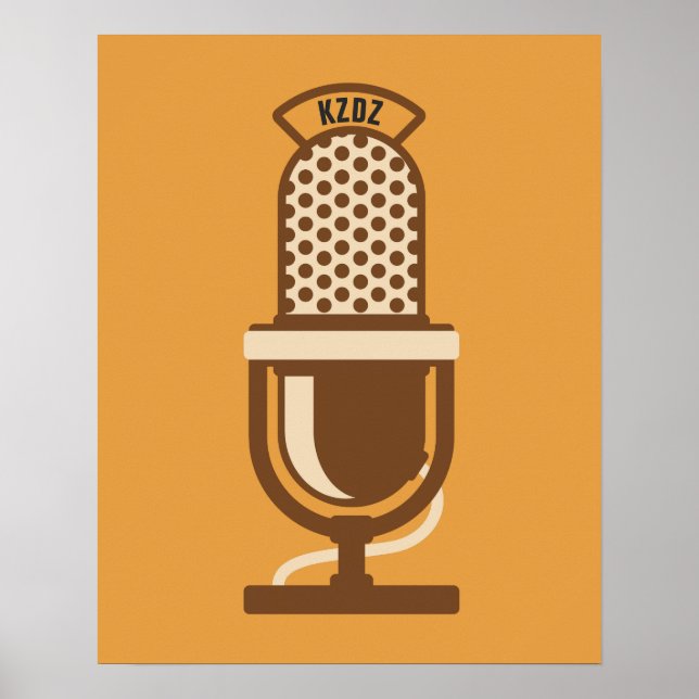 Poster Logo Microphone Radio Station avec nom (Devant)