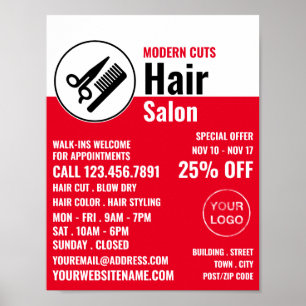 Poster Logo moderne, Styliste de cheveux, Salon de cheveu