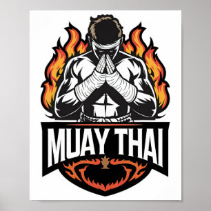 Poster Logo Muay Thai - Thai Boxer Fighter